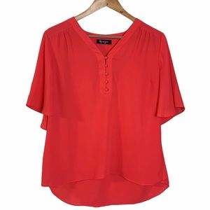 🎁 lily morgan drapey coral red blouse
